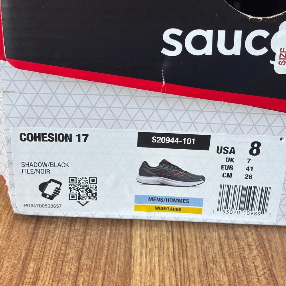 NEW Saucony Cohesion 17 Running Shoes Mens 8 Wide Shadow Black S20944-101